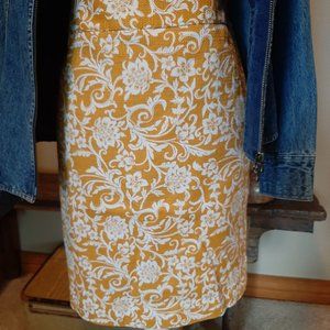 Ann Taylor Loft Gold and White Pencil Skirt
